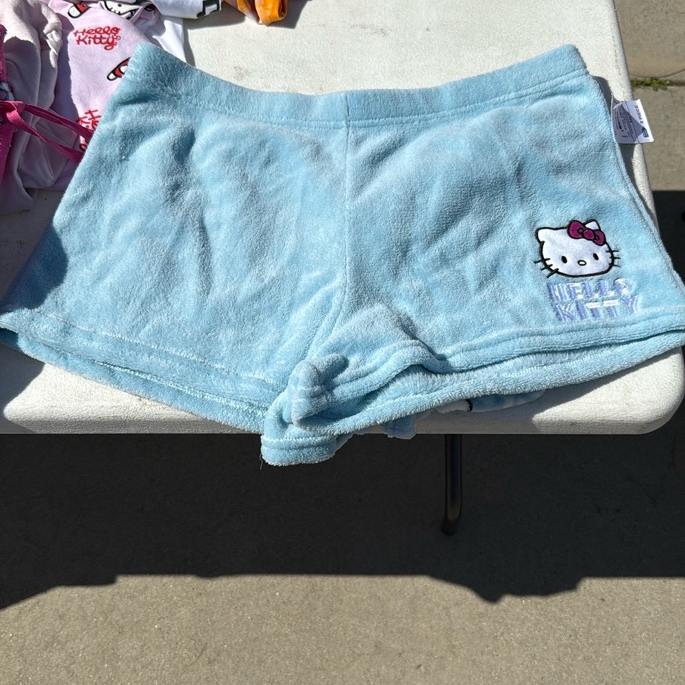 Hello Kitty Blue Fleece Lounge Shorts